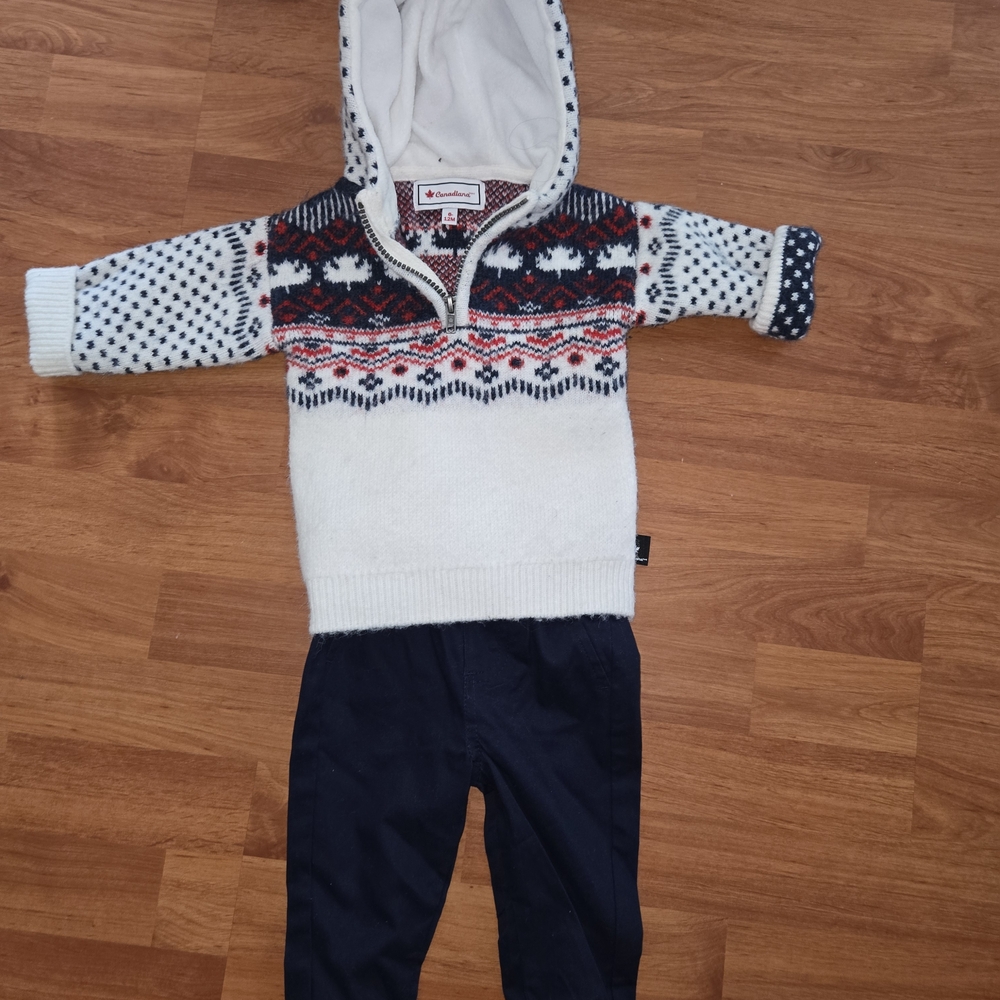 Cozy Knit Sweater with Matching Navy Pants